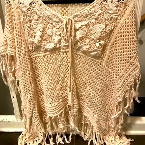 Altar’d State macrame and lace poncho
